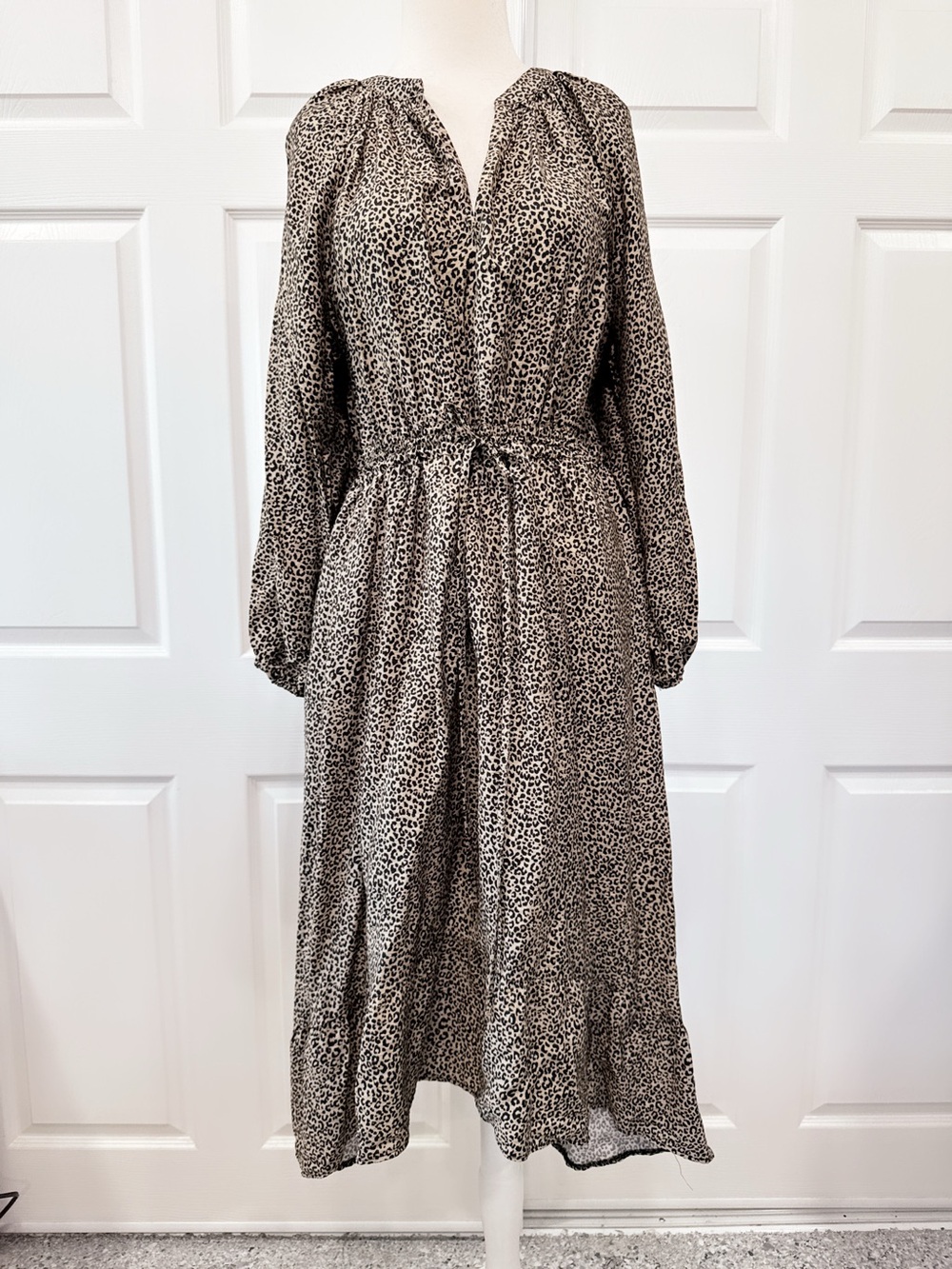 a new day Black & Cream Animal Print Long Sleeve Midi Dress
